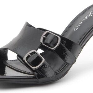 Women's Faux Leather Stiletto Heels 3.3 Inch Square Toe Slip-On Mules for Dressy